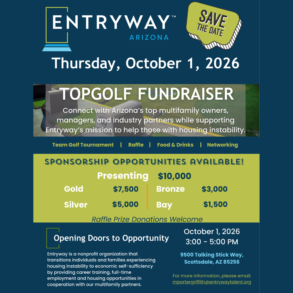 Entryway Arizona Topgolf Fundraiser Flyer