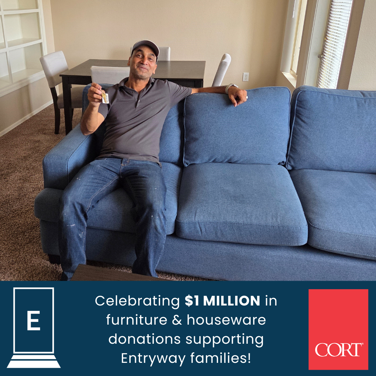 Entryway participant with his new furniture