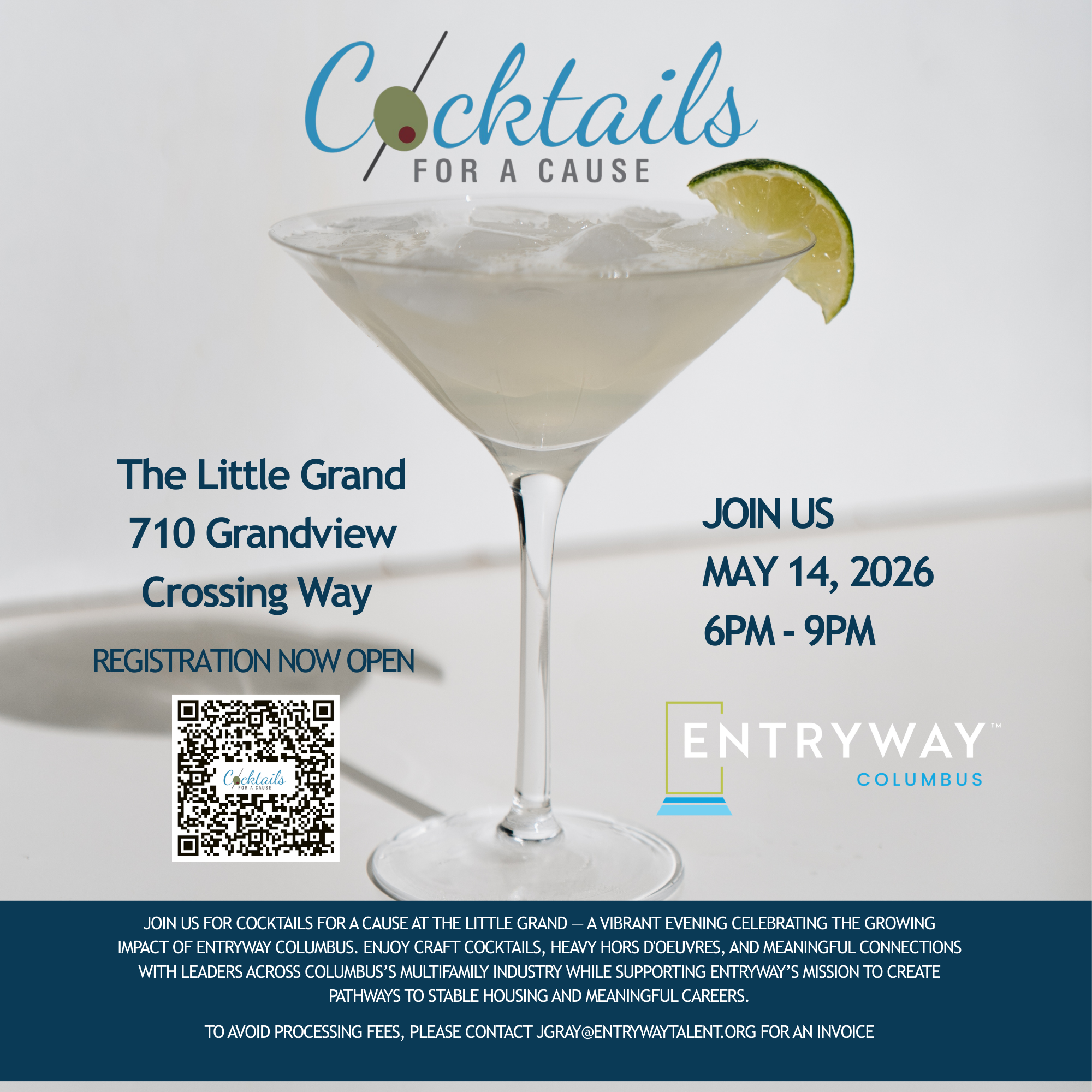 Entryway Columbus Cocktails for a Cause Invite