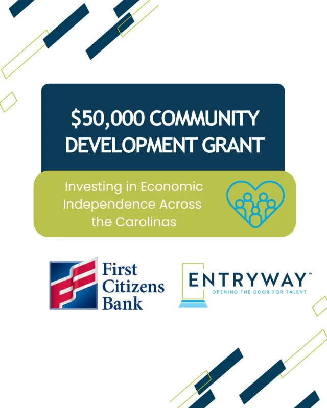 We’re proud to announce a $50,000 community development grant from First Citizens Bank to support Entryway’s programs in North and South Carolina!

This investment will help individuals and families move from housing instability to careers with long-term growth and economic independence.

Thank you, First Citizens, for helping us create lasting impact across the Carolinas.

@EntrywayNC @EntrywaySC
 #CommunityImpact #EconomicIndependence