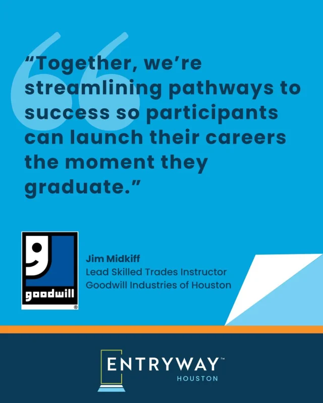 Partnerships change lives! ✨ Referring partners like @GoodwillHouston help us find some of the best maintenance candidates for multifamily entry level positions and lead to big impacts for participants and their families. 

“Goodwill's partnership with @EntrywayHouston has opened doors to stable, entry-level career opportunities that align with each candidate’s aspirations. By connecting Goodwill Houston graduates with trusted employers in the multifamily industry we’ve been able to bridge critical gaps in the job market. Together, we’re streamlining pathways to success so participants can launch their careers the moment they graduate.” - Jim Midkiff, Lead Skilled Trades Instructor, Goodwill Industries of Houston

#PartnershipsMatter #CareerPathways