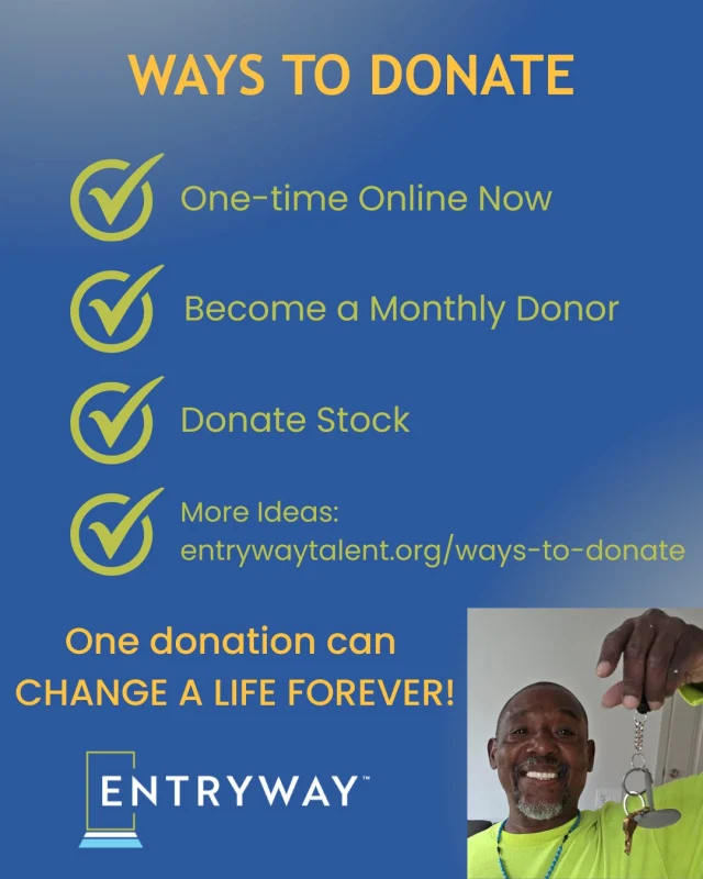 There are so many ways to support Entryway — and every gift matters. 💙✨
Your donation helps create pathways to stable housing, employment, and a brighter future for individuals and families.
One donation can change a life forever.
🔗 entrywaytalent.org/ways-to-donate
#ChangeALife #Donate #CommunitySupport