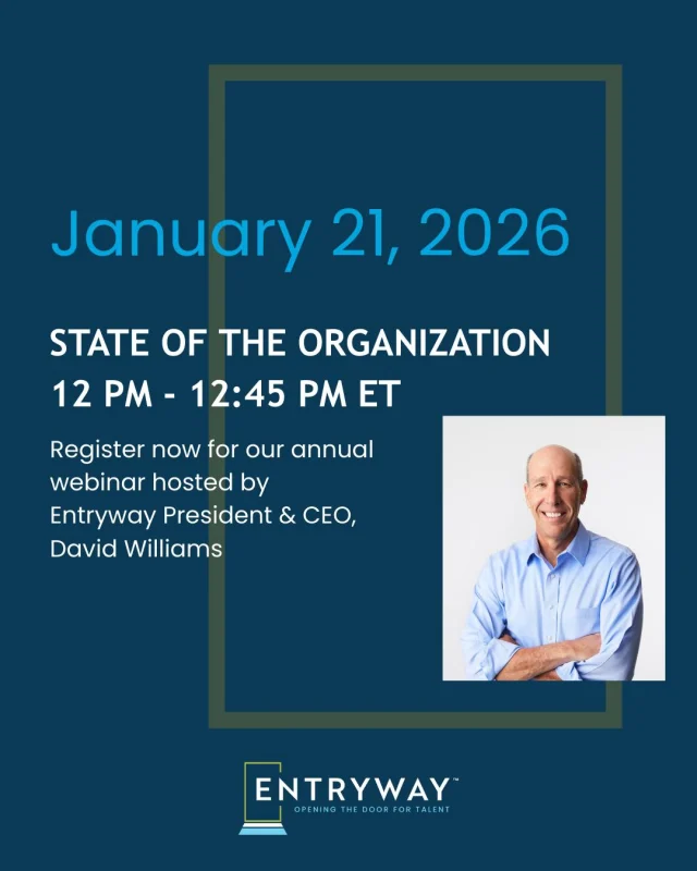 Entryway’s first event of the year is one everyone can attend! 

Join Entryway President & CEO @David Williams for a review of 2025 outcomes, recognition for the partners who helped us make an impact, and a snapshot of what’s coming up for 2026. 

➡️Register now - click event link in bio 

#EntrywayImpact #Impact2025