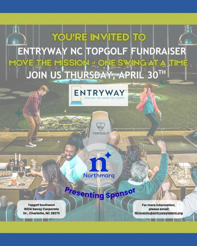🎯 Move the Mission – One Swing at a Time! ⛳
Join @EntrywayNC for the 6th Annual Topgolf Fundraiser presented by @Northmarq. It’s an evening of fun, networking, and purpose at Topgolf in Charlotte! 
📅 April 30, 2026
⏰ 5:00–8:00 PM
Whether you're a seasoned golfer or ready for fun, this is your chance to connect with multifamily leaders while making a real difference. Every swing helps support individuals and families on their path to stable careers, housing, and economic independence. 
✨ Bring your team
✨ Build connections
✨ Change lives
Spots fill fast—secure your bay or sponsorship today! - events link in bio
#Multifamily #EntrywayImpact #WorkforceDevelopment #CharlotteEvents