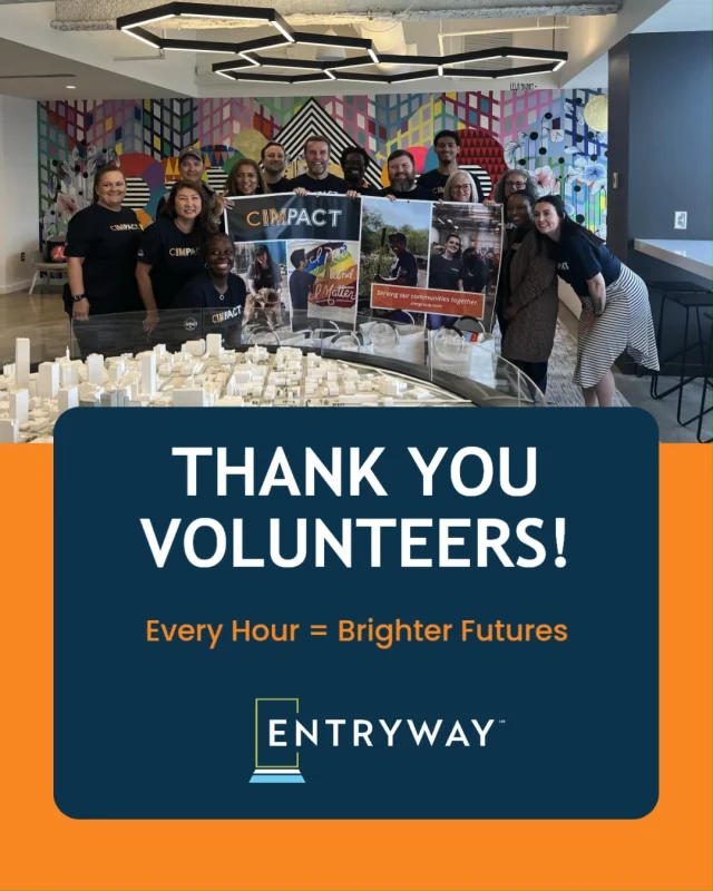 This #NationalVolunteerWeek, we’re celebrating the people who open doors to opportunity.

From mentoring participants to sharing professional expertise to showing up at events, Entryway volunteers help individuals and families build brighter futures through career pathways and housing stability.

Thank you for making this work possible. 💙 #ThankYouVolunteers 

Become an #EntrywayVolunteer: https://entrywaytalent.org/volunteer/