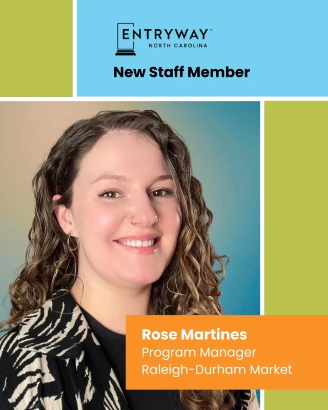 Our Entryway team is growing!

We’re excited to welcome Rose Martines to @entrywaync! She will join us as the Program Manager for the Raleigh-Durham market, connecting local participants with training, employment, and housing.

Rose brings over five years of experience in social justice nonprofit programs, operations, and communications.  We’re thrilled to have her onboard.

Please join us in giving Rose a big welcome! 👋