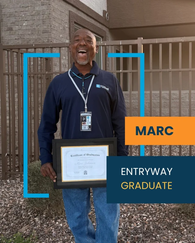 Meet the latest Entryway grad: Marc 🎓

Two years ago, Marc first saw #EntrywayArizona on TV. At the time, he was struggling to regain his footing after losing his job as a long-haul truck driver. With no job, he found himself without a home. When he saw a news segment about Entryway, he applied in hopes of rebuilding his life.

Entryway introduced Marc to the Make-Ready Maintenance training program hosted by @PBBellApts and supported by @ThePhoenixStaffingllc. He showed up to training everyday ready to learn.

In June 2025, Marc was hired by P.B. Bell as a Make-Ready Technician.

Today, he remains employed, housed, and thriving. 👏 Please join us in celebrating Marc’s one-year anniversary on the job and graduation with Entryway!

#EndHomelessness #ParticipantSpotlight #EntrywayImpact