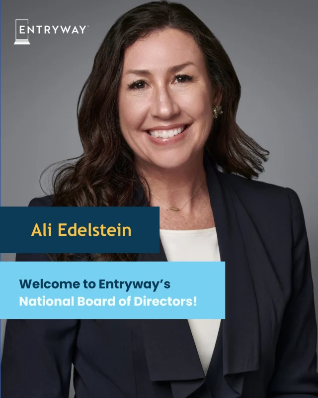 Please join us in welcoming Ali Edelstein to Entryway's National Board of Directors!

Ali serves as Senior Vice President of People & Culture at Middleburg Communities, where she leads the company's enterprise-wide people strategy and helps build an award-winning workplace culture.
 
As a member of Middleburg’s leadership team, Ali has developed a strong understanding of Entryway's mission and impact. Her appointment also reflects Middleburg Communities' enduring commitment as Entryway's founding industry partner and its continued investment in creating career opportunities and housing stability for individuals and families.

We're excited to welcome Ali's leadership and expertise as Entryway continues expanding opportunities for individuals and families through employment, career development, and housing.

Read full announcement at News link in Bio

#BoardLeadership #PeopleAndCulture #WorkforceDevelopment #Multifamily