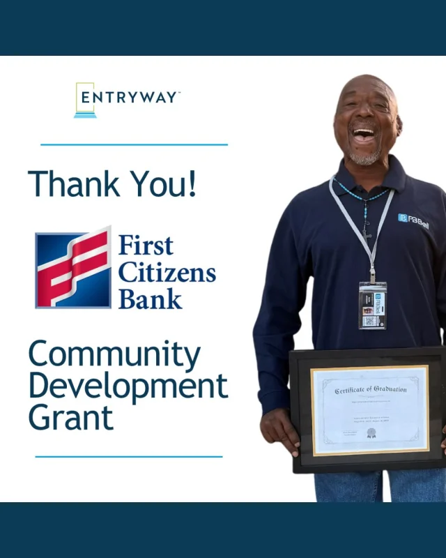 🤝 Strong partnerships create lasting opportunities.

We're excited to share that First Citizens Bank has expanded its support of Entryway with a $75,000 grant to help strengthen workforce development and housing stability across Phoenix, Denver, Charleston, Austin, Dallas, and Houston.

This investment will help individuals experiencing or at risk of homelessness—including veterans, single parents, and low- to moderate-income individuals—gain career training, secure employment in the apartment industry, and build a path to stable housing.

Thank you, First Citizens Bank, for your continued partnership and commitment to helping individuals, families, and communities thrive. 💙

Learn more through the news link in our bio.

#EntrywayArizona #EntrywayDenver @EntrywaySC @EntrywayCentralTexas @EntrywayNorthTexas @EntrywayHouston #WorkforceDevelopment #HousingStability #EconomicOpportunity #CommunityImpact