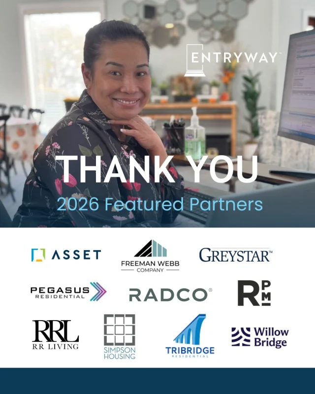 Hiring for Entryway’s participants is up 27% this year! 🎉

Thank you to our hiring partners for making this possible. In particular, these companies have hired three or more participants in 2026:
➡️ @AssetLiving
➡️ @FreemanWebbCompany
➡️ @GreystarApartments
➡️ PegasusResidential
➡️ @RADCO.us
➡️ @RPMLiving
➡️ @RRLivingHQ
➡️ @SimpsonHousing
➡️ @TribridgeResidential
➡️ @WillowBridgePC

By working with us, our partners get access to a pipeline of trained and motivated talent ready to work. Visit our website (link in bio) to learn about our #multifamily partners!

#WorkforceDevelopment #MultifamilyIndustry #CommunityPartners