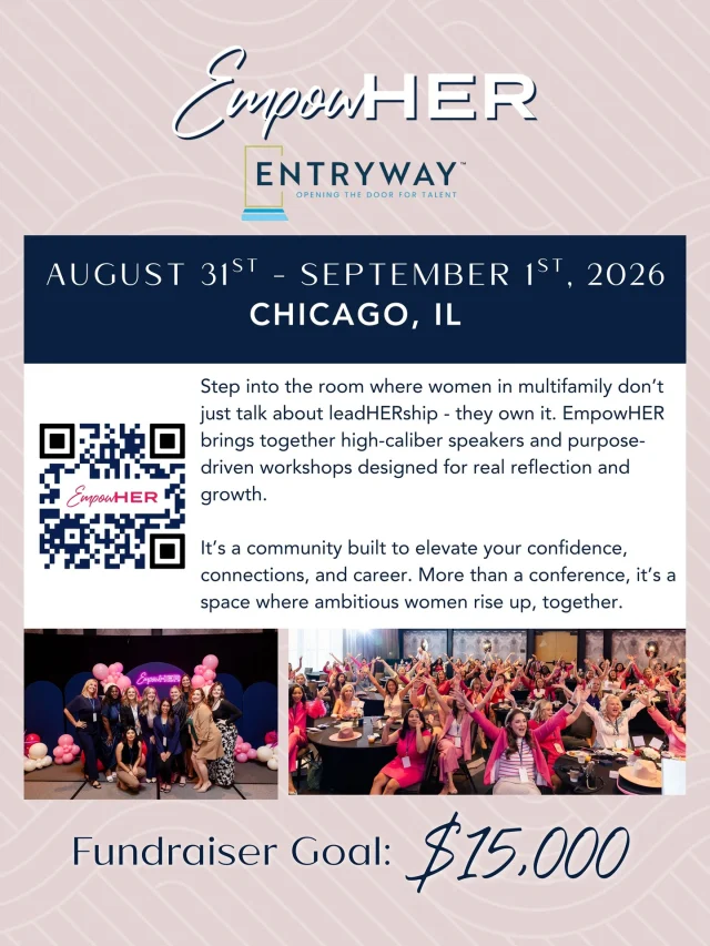 🚨 Only a few seats left!
https://empowhermultifamily.com/ 

We’re proud to partner with @EmpowHERMultifamily, bringing together women across the multifamily industry to connect, grow, and inspire one another.

And their impact goes even further. 🩷  EmpowHER has set a goal of raising $15,000 for Entryway, helping provide career training, employment, and housing opportunities for individuals working to build a more stable future.

If you’ve been thinking about attending, now’s the time to grab your seat! Join us in Chicago, August 31–September 1, for powerful conversations, meaningful connections, and a chance to make an impact together.

#EmpowHER #Multifamily #WomenInMultifamily #WomenInLeadership #MultifamilyLeadership