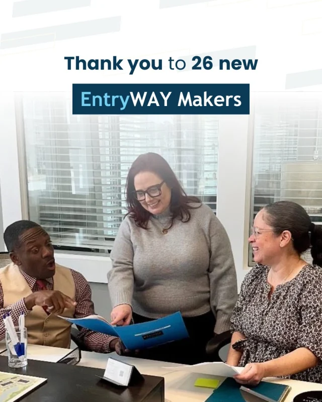 After launching the EntryWAY Makers program last month, we welcomed 26 new monthly donors! 💙🎉

A big thank you to them for being a part of our mission!

#EntryWAYMakers are a group of donors who give small gifts every month. Their gifts allow us to provide opportunities for our participants.

We’re looking for 14 more people to become EntryWAY Makers by August 31st.

Could you be one of them?

👉 Visit the link in our bio to learn more about becoming an EntryWAY Maker!

#ThankYouDonors #EntrywayImpact