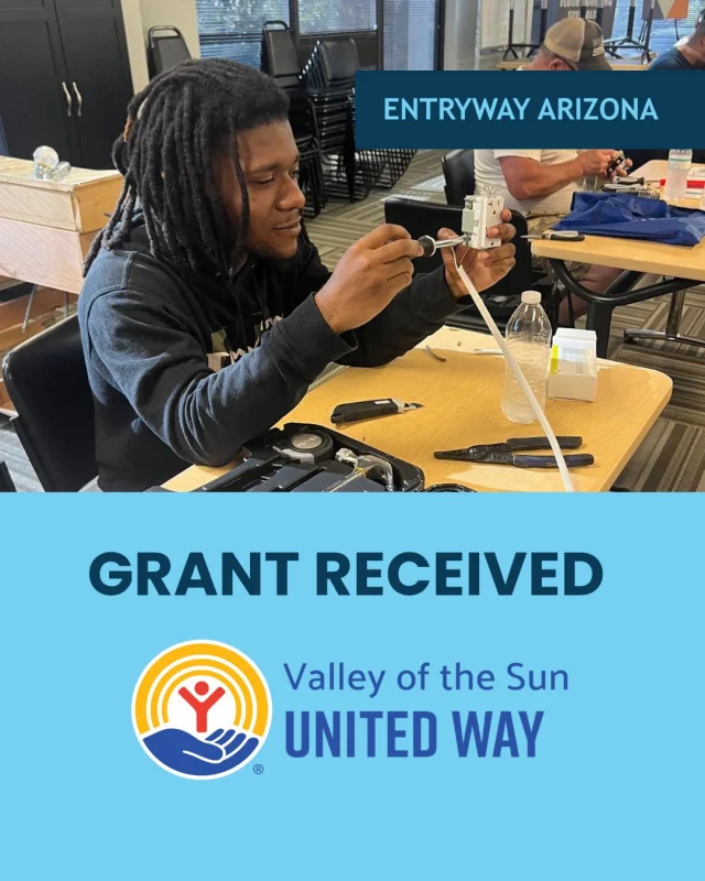 We’re proud to announce that #EntrywayArizona has received a grant from @myvsuw!

This $25,000 grant will go towards expanding our maintenance training program, as well as job placement and 12-month housing support for participants across Maricopa County, AZ.

Thank you to VSUW for believing in our mission 🩵

#WorkforceDevelopment #WorkforceDevelopmentMonth #CommunityPartners #NonprofitPartners