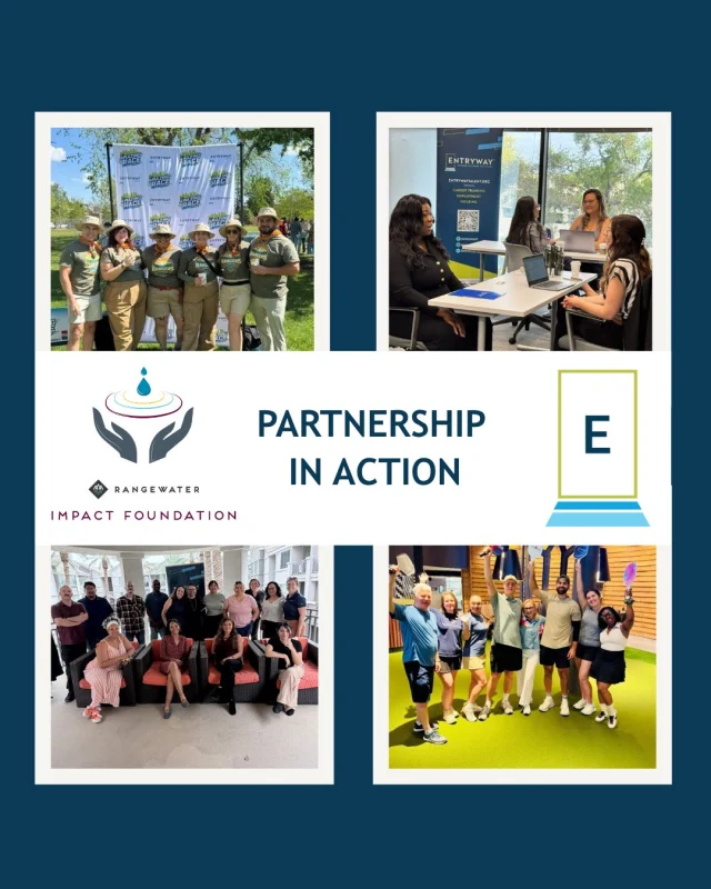 Entryway is proud to recognize the RangeWater Impact Foundation for more than $50,000 in national and local support in 2026, including a renewed $25,000 investment in our national work. 💙

@LiveRangeWater’s impact can be seen across Entryway markets, where RangeWater team members are giving their time, expertise and leadership to our mission.

💙Volunteer leadership including Carlos Salgado – @EntrywayAtlanta Advisory Board, Mallory Hoffmeyer – @EntrywayCFL Advisory Board and Becky Ross- @EntrywayNC Advisory Board

🔧 In North Carolina, Stephen Smith led Certified Pool Operator training for 18 Entryway participants, and all 18 passed their CPO exam.

🤝 RangeWater has hosted participants in multiple markets for career-readiness training, helping them build interviewing skills and prepare for careers in the multifamily industry.

🏠 And as a national Industry Partner, RangeWater has committed to hiring Entryway participants, creating opportunities for employment and housing stability.

Thank you to the RangeWater Impact Foundation and the entire RangeWater Residential team for investing in our mission and putting partnership into action.

#PartnershipInAction #MultifamilyLeadership #EntrywayImpact #RangeOn