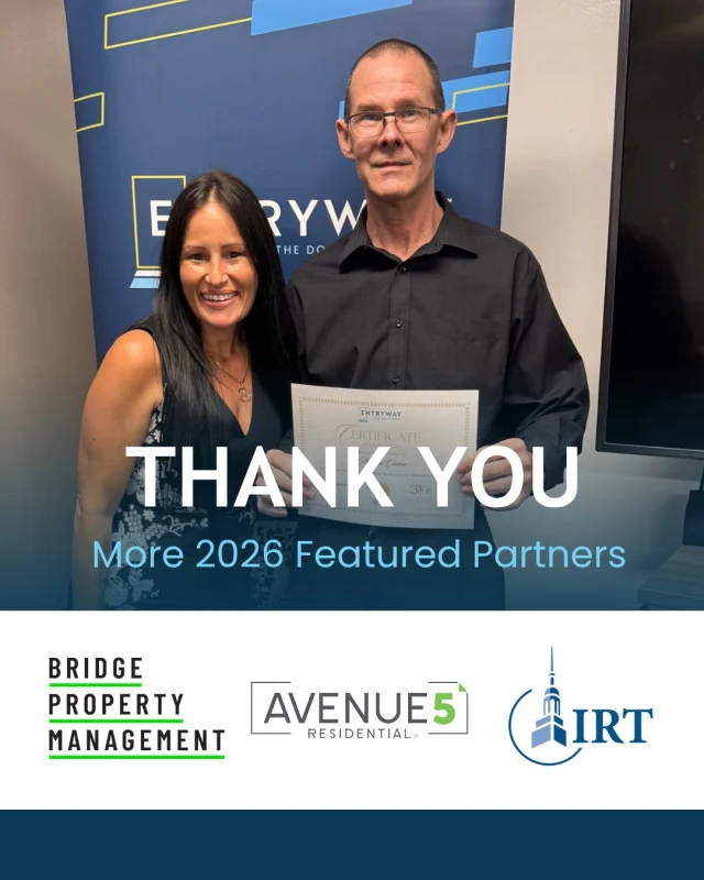 We ended Q3 with 3 new Featured Partners! 
Thank you, Avenue5 Residential , Bridge Property Management and IRT Living! 

Featured Partners are multifamily partner companies that have hired three or more Entryway participants in a calendar year. 

With 14 Featured Partners so far in 2026, we’ve already set a new annual record, and the year isn’t over yet! 

Thank you to our industry partners for recognizing the talent and potential of Entryway participants and opening the doors to meaningful careers. 

Want to work with Entryway? Send us a DM ✉️ 
#NonprofitPartners #EntrywayPartners #MultifamilyIndustry